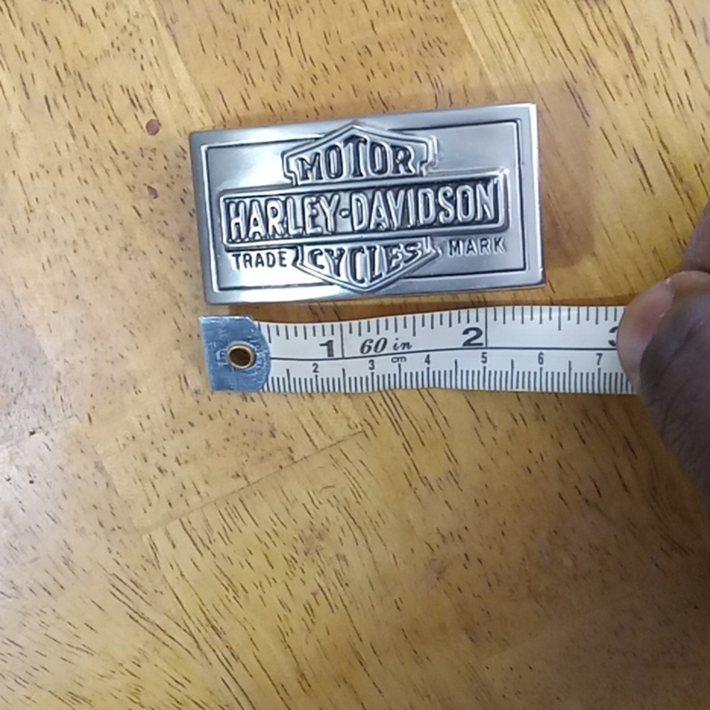 Harley-Davidson Silver and Black Rectangular Logo Belt Buckle - Picture 5 of 8